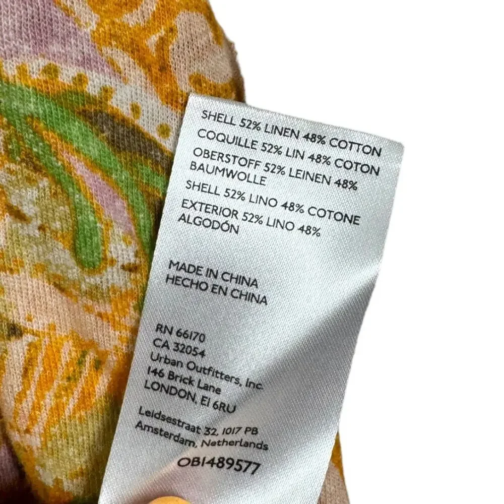 Anthropologie Pilcro Split Back Swing Tee Medium New Paisley Floral Print Yellow - Picture 7 of 7